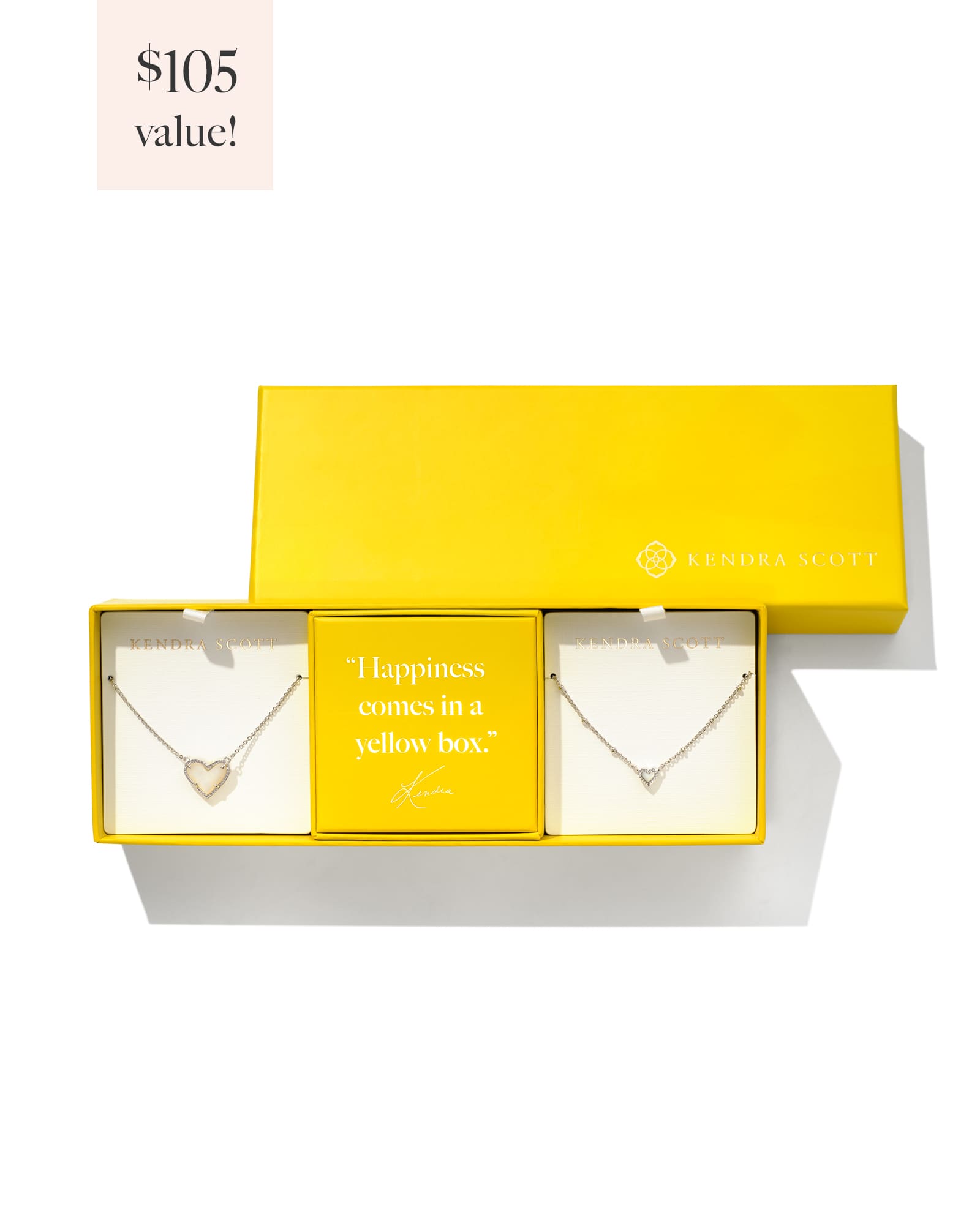 Kendra Scott Ari Heart Silver Gift Set of 2 in Ivory Mother-of-Pearl | Mother Of Pearl/Metal Rhodium